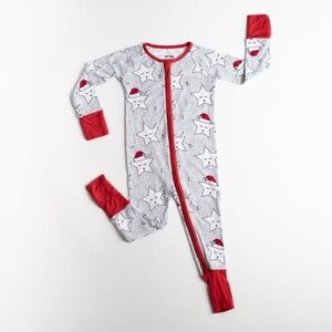 LITTLE SLEEPIES SLEEPY SANTA STARS BAMBOO ZIPPY SLEEPER SIZE 2T